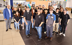 Gene Messer Ford speak to Students from Byron Martin Advanced Technology Center